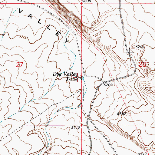 Topographic Map of Dog Valley Tank, AZ