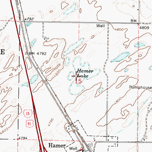 Topographic Map of Hamer Lake, ID