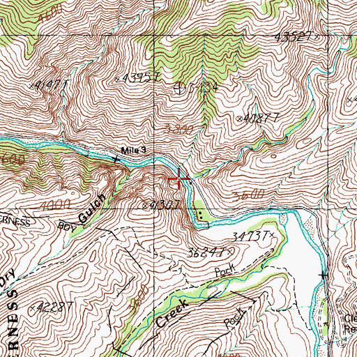 Topographic Map of Hot Springs Creek, ID
