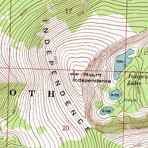 Topographic Map of Mount Independence, ID
