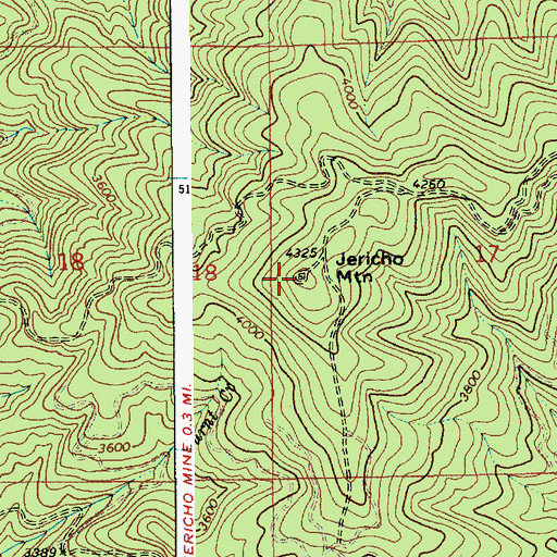 Topographic Map of Jericho Mountain, ID