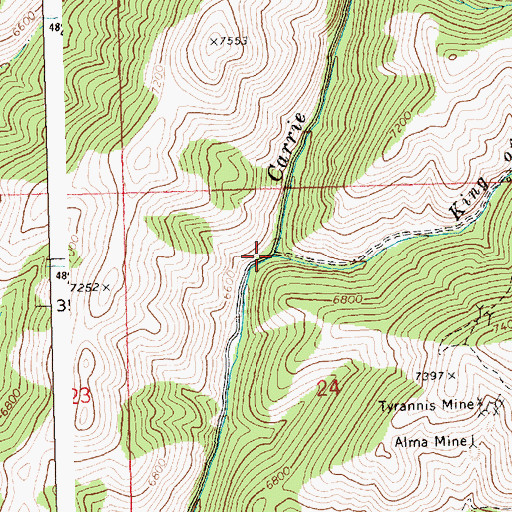 Topographic Map of King of the West Creek, ID