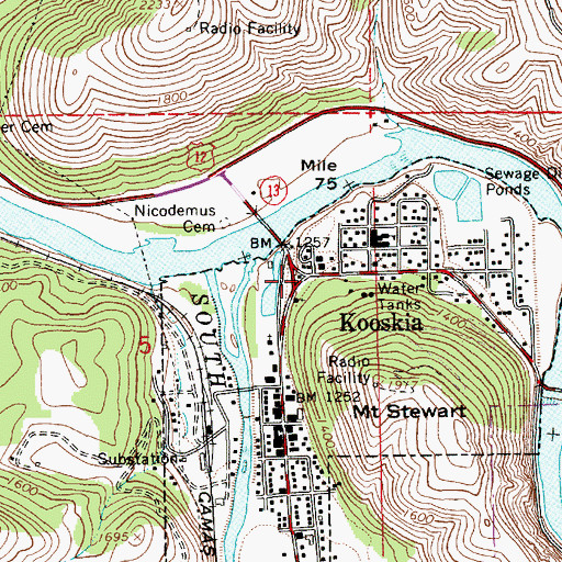Topographic Map of Kooskia, ID