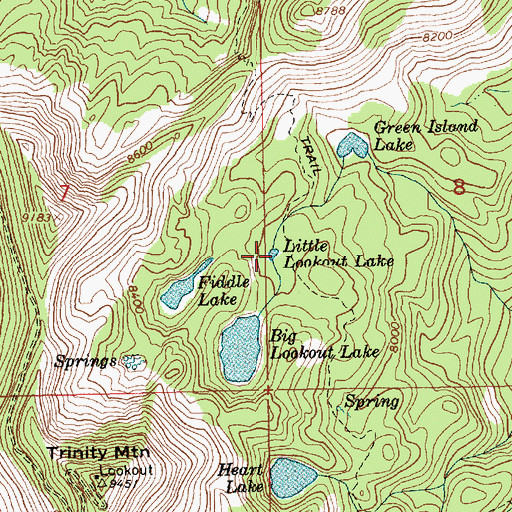 Topographic Map of Little Lookout Lake, ID
