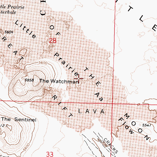 Topographic Map of Little Prairie Aa Flow, ID