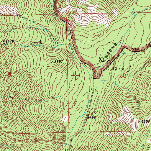 Topographic Map of Little Queens River, ID