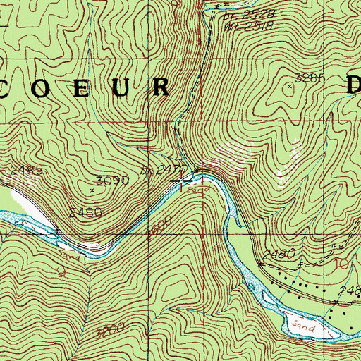 Topographic Map of Lost Creek, ID