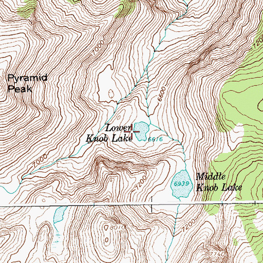 Topographic Map of Lower Knob Lake, ID