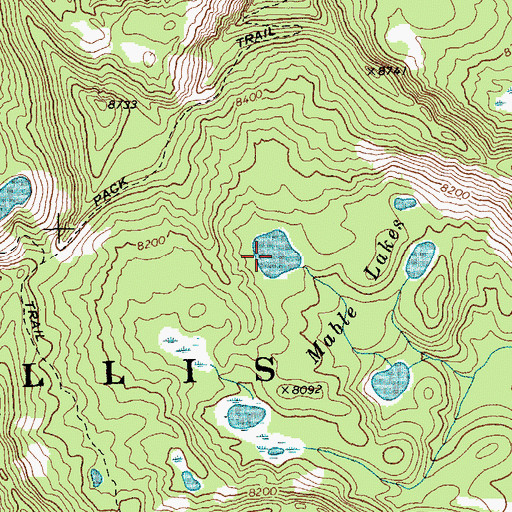 Topographic Map of Mable Lakes, ID