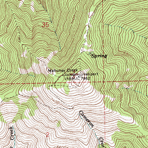 Topographic Map of Mahoney Creek Lookout, ID