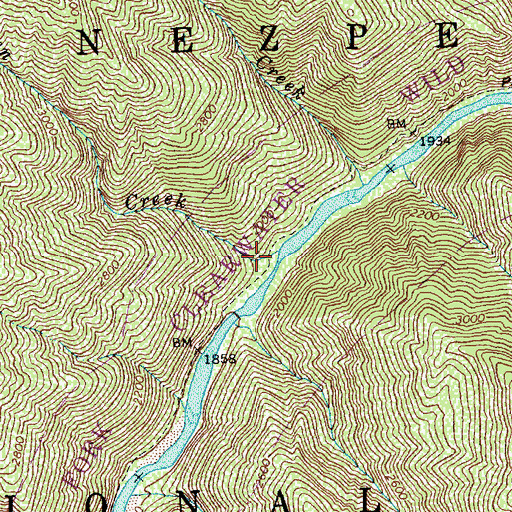 Topographic Map of Maiden Creek, ID