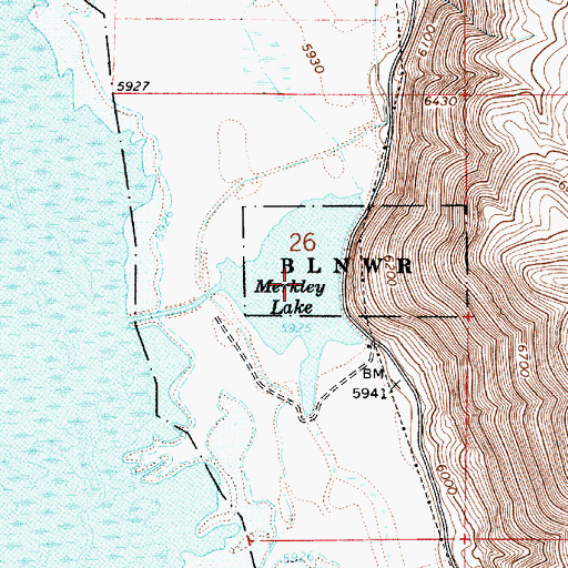 Topographic Map of Merkley Lake, ID