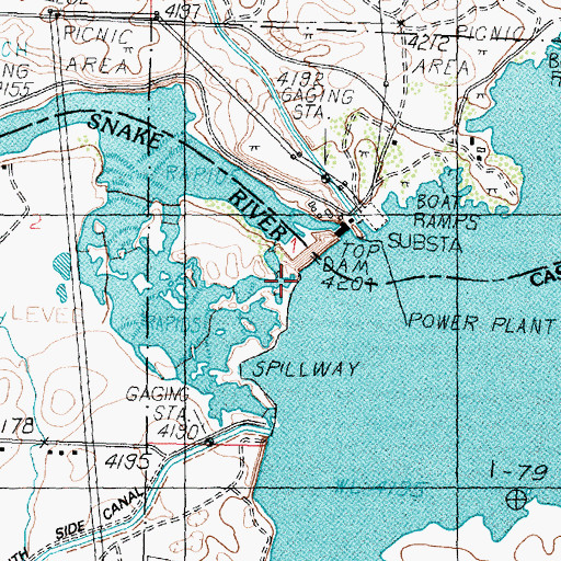 Topographic Map of Minidoka Dam, ID