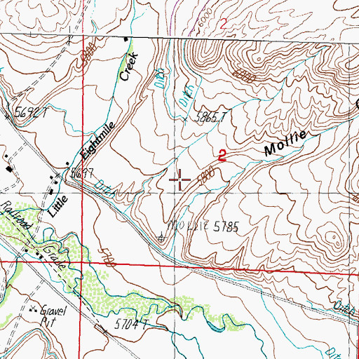 Topographic Map of Mollie Gulch, ID