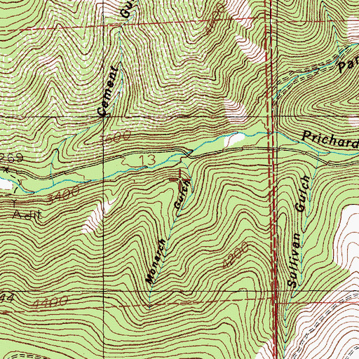 Topographic Map of Monarch Gulch, ID