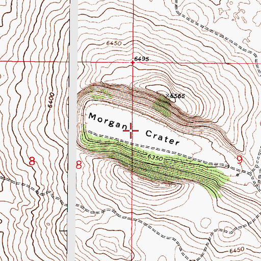 Topographic Map of Morgan Crater, ID