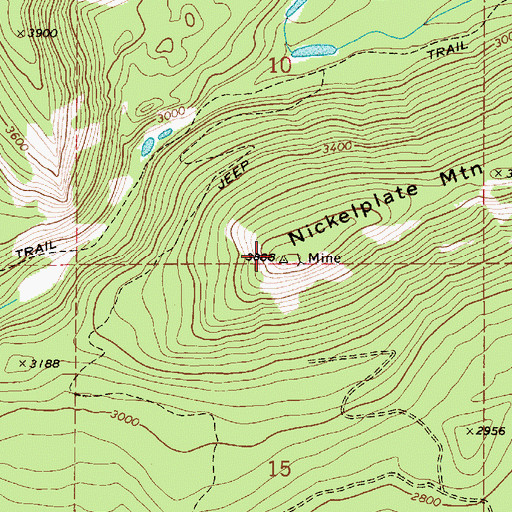 Topographic Map of Nickelplate Mountain, ID