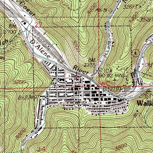 Topographic Map of Ninemile Creek, ID