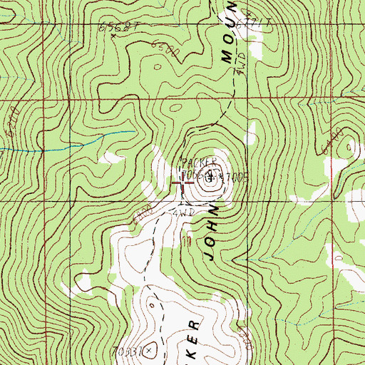 Topographic Map of Packer John Mountain, ID
