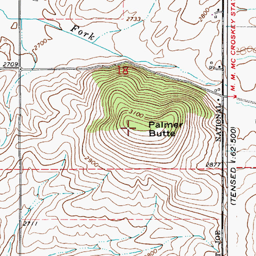 Topographic Map of Palmer Butte, ID