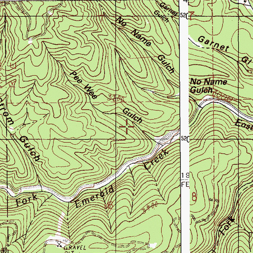 Topographic Map of Pee Wee Gulch, ID