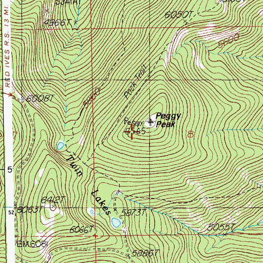 Topographic Map of Peggy Peak, ID