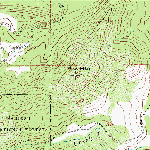 Topographic Map of Pitz Mountain, ID