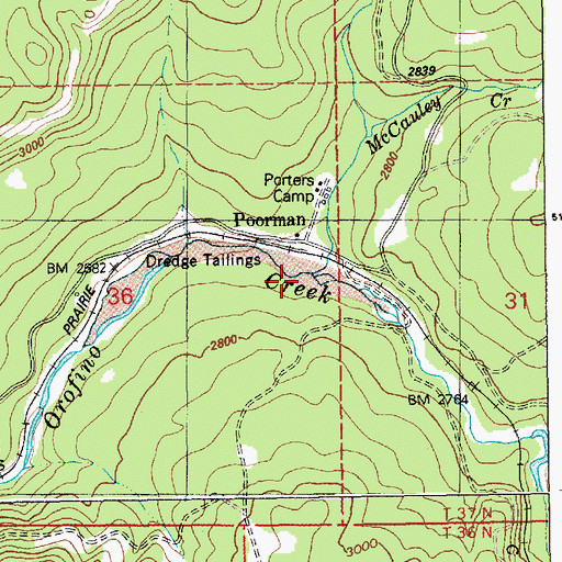 Topographic Map of Poorman Creek, ID