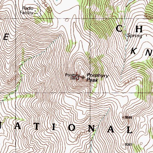 Topographic Map of Porphyry Peak, ID