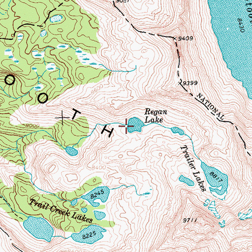 Topographic Map of Regan Lake, ID