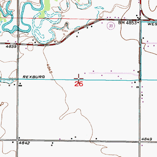 Topographic Map of Rexburg Canal, ID