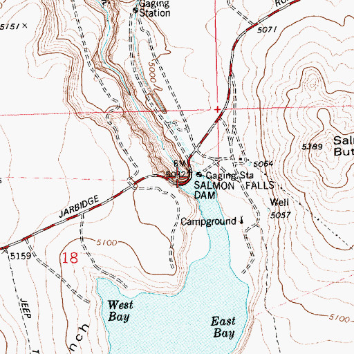 Topographic Map of Salmon Falls Dam, ID