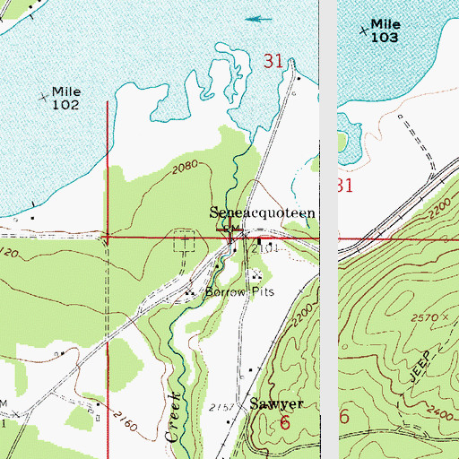 Topographic Map of Seneacquoteen, ID