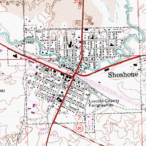 Topographic Map of Shoshone, ID