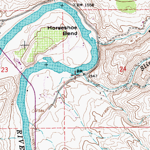 Topographic Map of Slippy Creek, ID