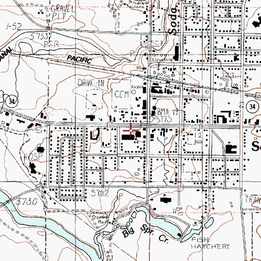 Topographic Map of Soda Springs, ID