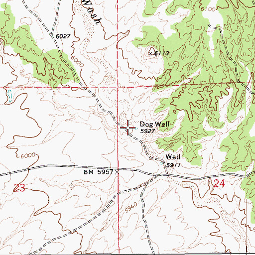 Topographic Map of Dog Well, AZ