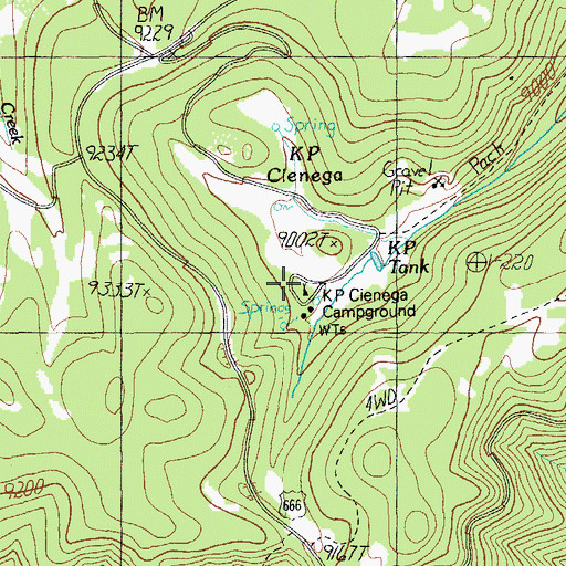 Topographic Map of KP Cienega Campground, AZ