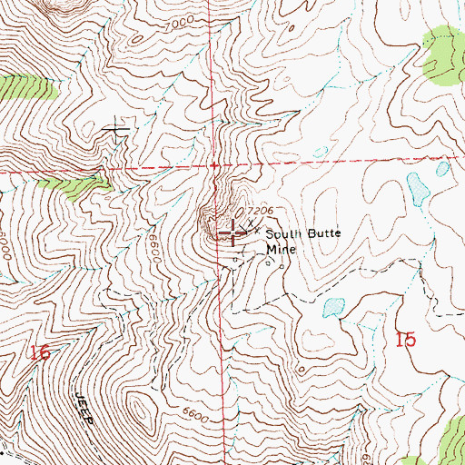 Topographic Map of South Butte Mine, ID