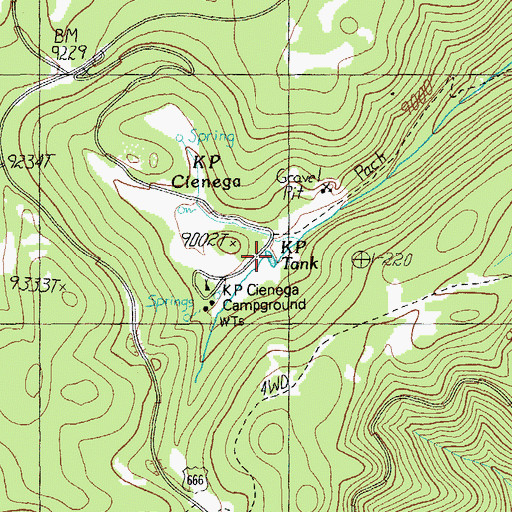 Topographic Map of K P Tank, AZ
