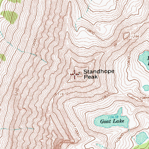 Topographic Map of Standhope Peak, ID
