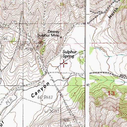Topographic Map of Sulphur Spring, ID