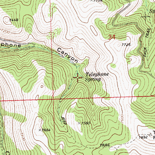 Topographic Map of Telephone Spring, ID