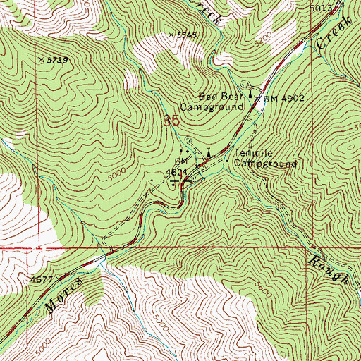 Topographic Map of Tenmile Creek, ID
