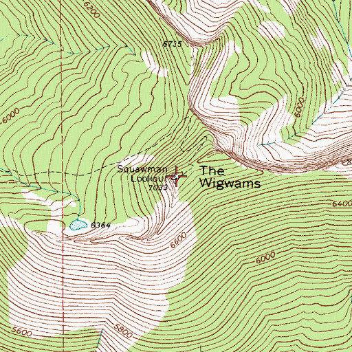 Topographic Map of The Wigwams, ID