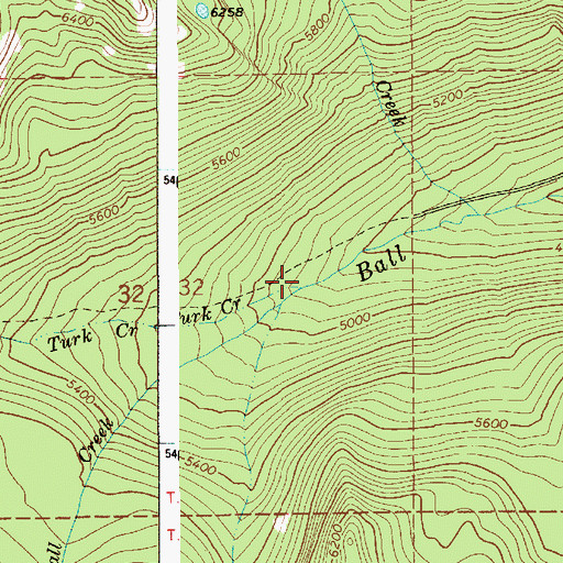 Topographic Map of Turk Creek, ID