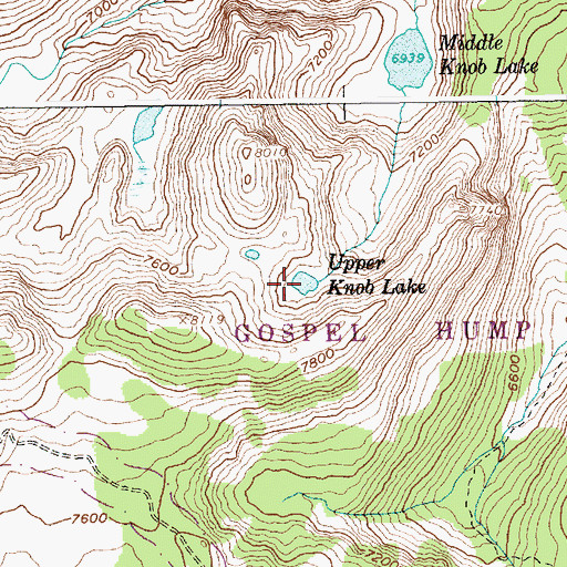 Topographic Map of Upper Knob Lake, ID