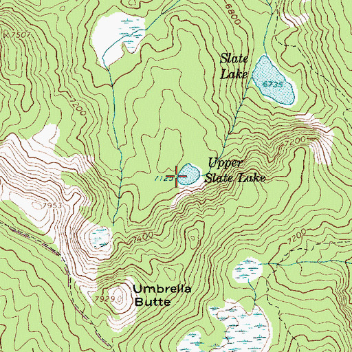 Topographic Map of Upper Slate Lake, ID