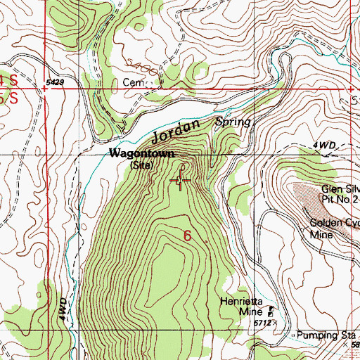 Topographic Map of Wagontown, ID