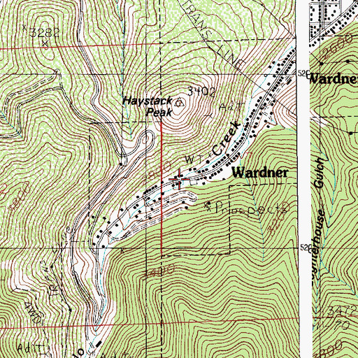 Topographic Map of Wardner, ID
